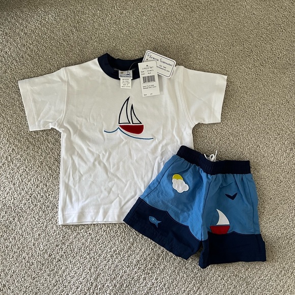 Florence Eiseman Other - NWT Florence Eiseman Little Boy's 2-Piece Sailboat T-Shirt & Swim Shorts Set